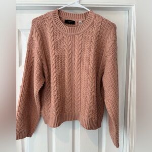 Women's Rose Pink Cable Knit Sweater